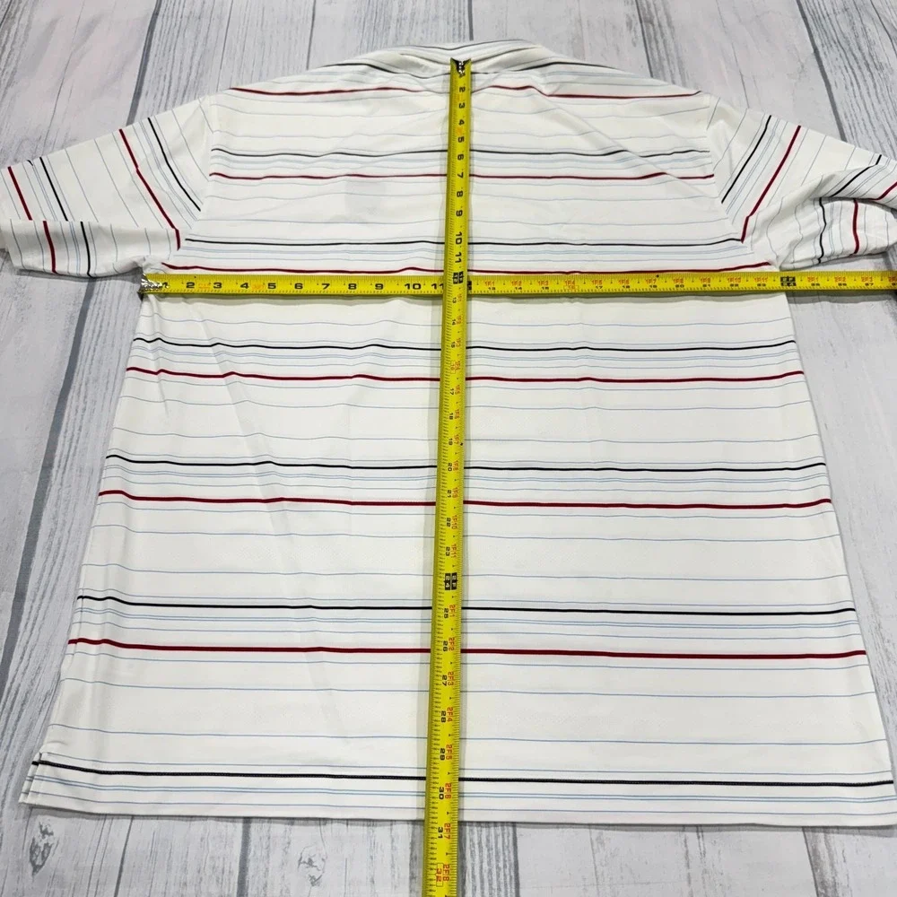 Nike Golf Polo Shirt XL White Stripe Fit Dry Pebble Beach Golf Links Mens